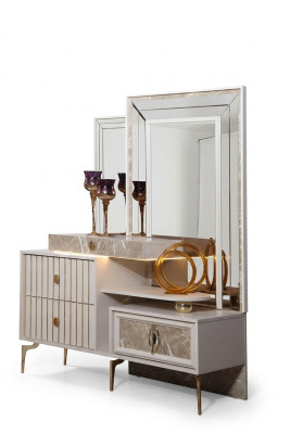 White vanity table bedroom designer wooden console with mirror new