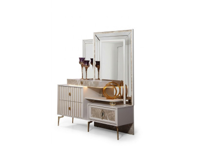 White vanity table bedroom designer wooden console with mirror new