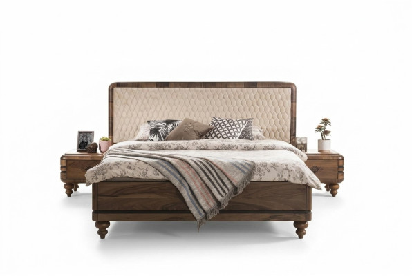 Bedroom furniture luxury designer bed 2x nightstands double bed 3-piece set