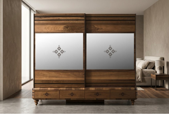 Modern wardrobe luxury cabinet wood cabinets brown bedroom