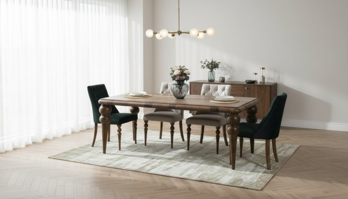 Dining room furniture luxury set dining table 4x chairs modern design wood style