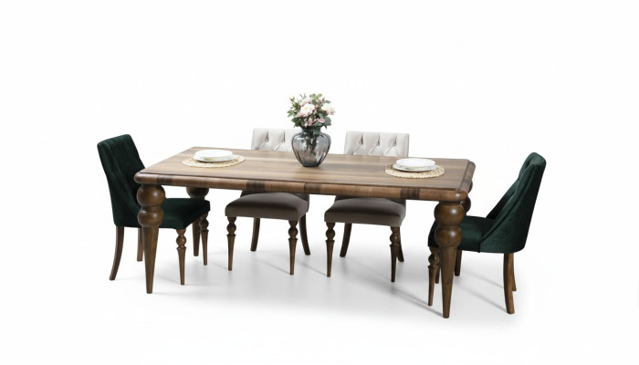 Dining room furniture luxury set dining table 4x chairs modern design wood style