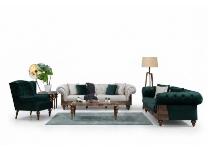 Modern Two-Tone Chesterfield Sofa Set 3+3+1 Seater Luxury Furniture