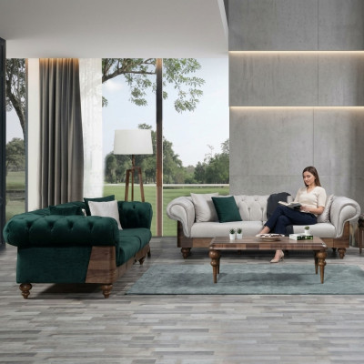 Modern Chesterfield Sofa Set 3+3 Seater Luxury Living Room Couch
