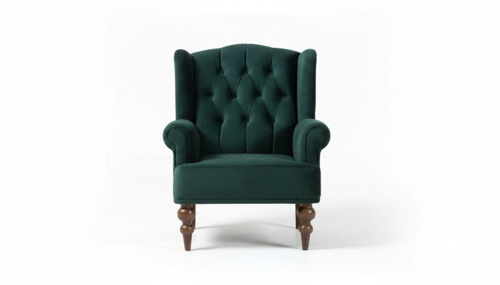 Classic Chesterfield Green Armchair Wingback Armchair Upholstered Single Seater
