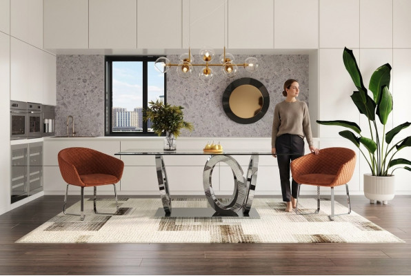 Modern designer dining room dining table kitchen table glass top style furniture