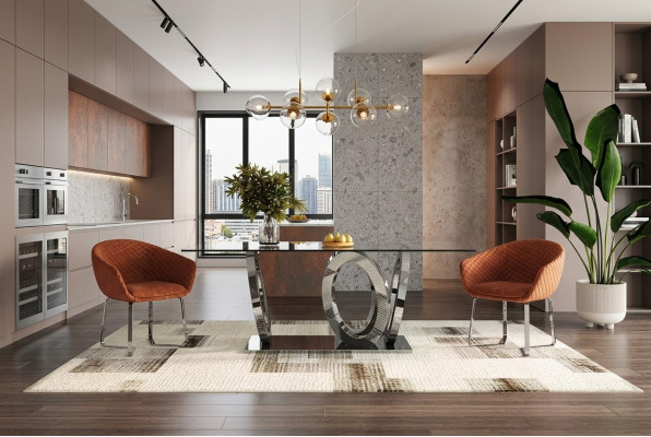 Modern designer dining room dining table kitchen table glass top style furniture