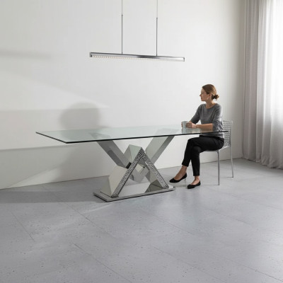 Luxury dining table pedestal table silver dining tables dining room table glass table