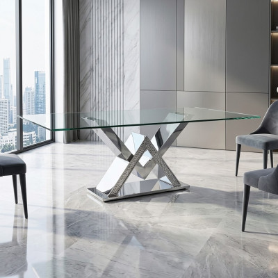 Luxury dining table pedestal table silver dining tables dining room table glass table