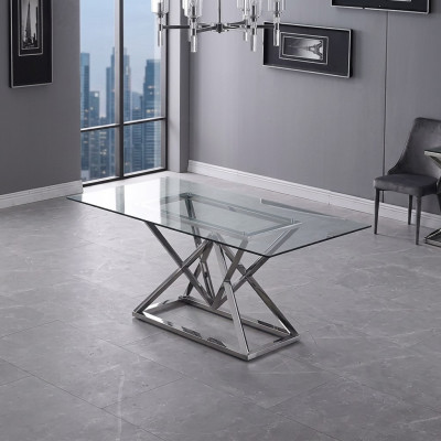 Glass Table, Column Tables, Silver Tables, Glass Tables, Table, Luxury Furniture, 180x90