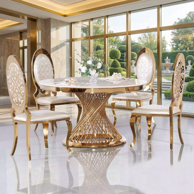 Round Table Golden Foot Chrome Round Table Dining Tables Luxury 130cm