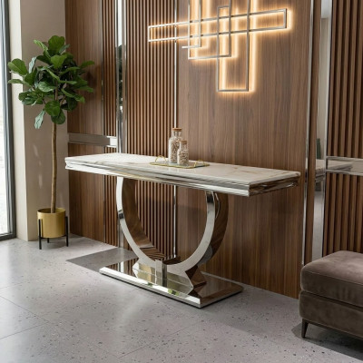 Silver sideboard console table luxury table silver chrome 120x40cm