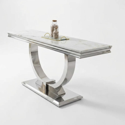 Silver sideboard console table luxury table silver chrome 120x40cm