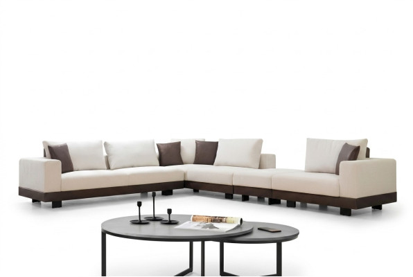 Living room corner sofa luxury L-shaped couch textile furniture wooden frame stylish