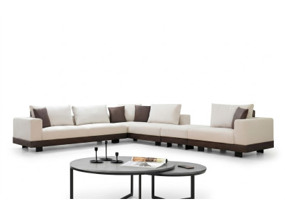 Living room corner sofa luxury L-shaped couch textile furniture wooden frame stylish