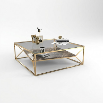 Modern marble living room coffee table luxury stainless steel table glass top