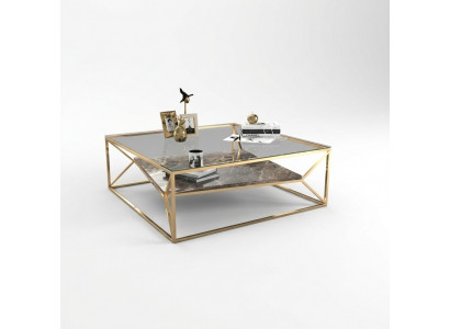Modern marble living room coffee table luxury stainless steel table glass top