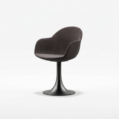 Designer black dining room chair with stainless steel base luxury single-seater new