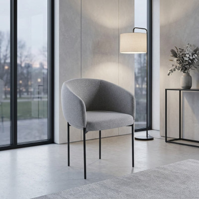 Gray upholstered chair with armrests designer single-seater living room chairs