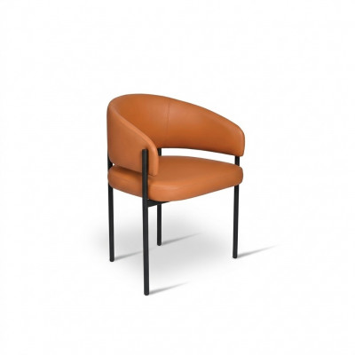 Orange luxury chair modern dining chairs upholstered faux leather furniture