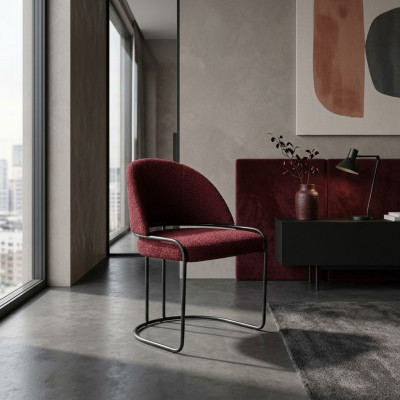 Red designer chair upholstery single-seater textile dining room luxury chairs