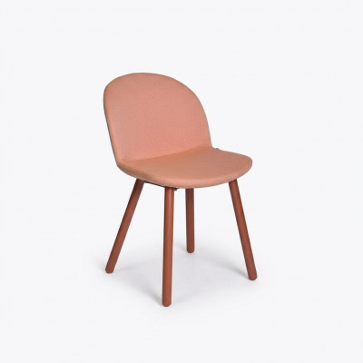 Bright Orange Upholstered Chair with Wooden Legs Designer Chairs Dining Room Furniture