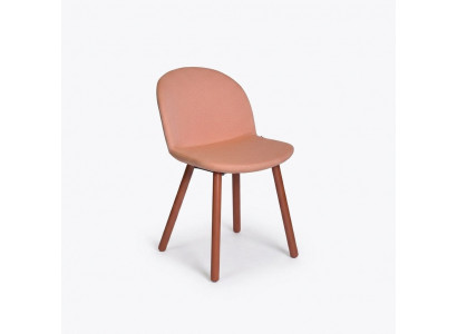 Bright Orange Upholstered Chair with Wooden Legs Designer Chairs Dining Room Furniture