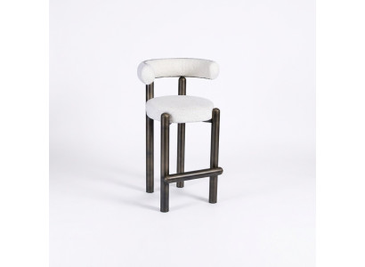 Designer white bar stool with stainless steel legs luxury single-seater bar furniture