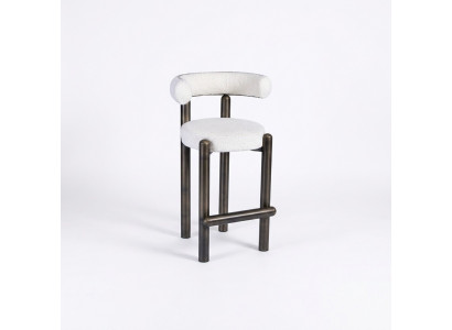 Designer white bar stool with stainless steel legs luxury single-seater bar furniture