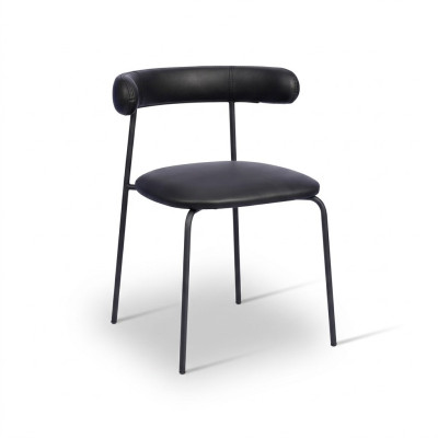 Black stainless steel chair, faux leather chairs, single-seater dining room furniture