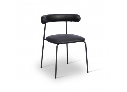 Black stainless steel chair, faux leather chairs, single-seater dining room furniture