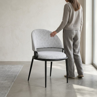 White dining chair luxury chairs upholstered single-seater textile style furniture