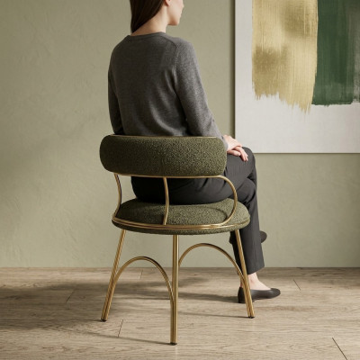 Designer green dining chair luxury single seater modern dining room furniture