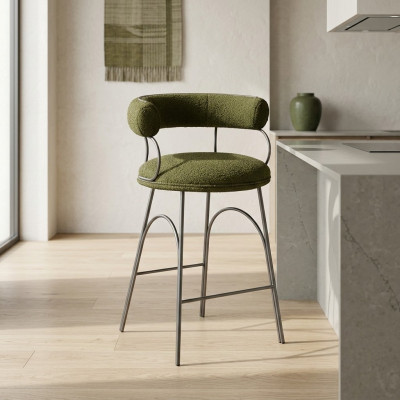 Olive green bar stool luxury armchair designer armchair upholstered furniture
