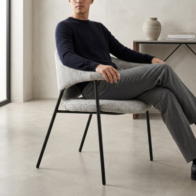 Modern gray dining chair with armrests upholstered chairs