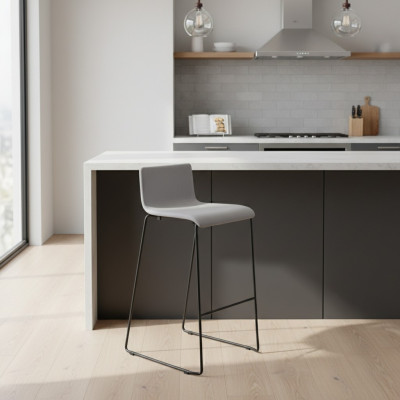 High Grey Bar Stool Luxury Chairs Upholstery Designer Furniture Style