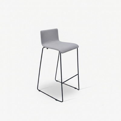 High Grey Bar Stool Luxury Chairs Upholstery Designer Furniture Style