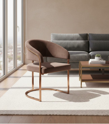Brown luxury dining chair modern upholstered seat textile furniture new
