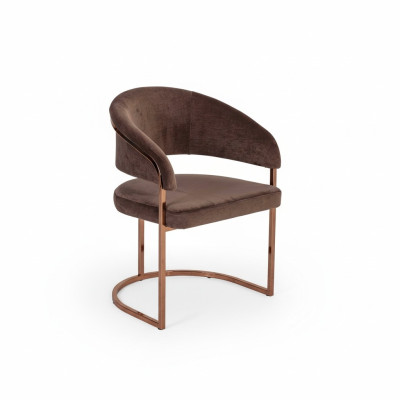 Brown luxury dining chair modern upholstered seat textile furniture new