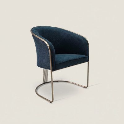 Blue stainless steel armchair luxury single-seater upholstered chair with armrests recliner