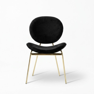 Black designer chair with stainless steel legs Modern dining chairs