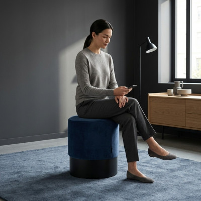 Round Blue Stool Luxury Bedroom Modern Side Stool