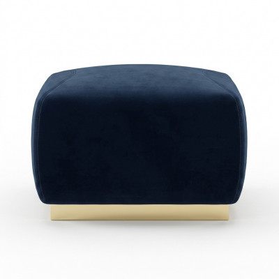 Designer luxury blue stool with stainless steel edge upholstery textile furniture new