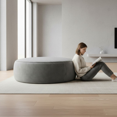 Round gray ottoman luxury pouf bedroom furniture side stool