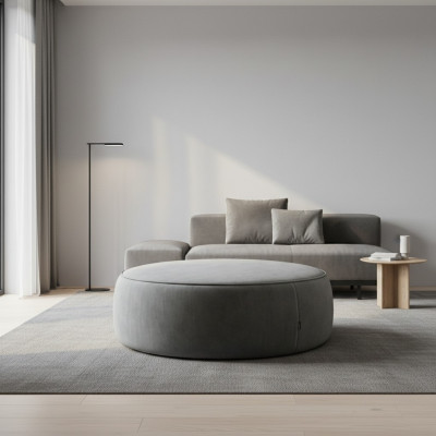 Round gray ottoman luxury pouf bedroom furniture side stool