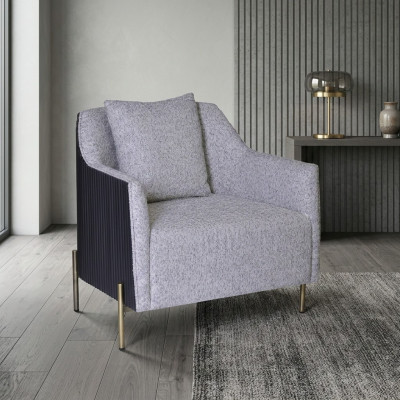 Gray single luxury armchair stainless steel legs living room furniture wooden frame
