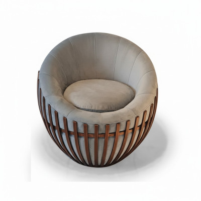 Designer gray armchair living room furniture upholstered seat textile armchair lounge club