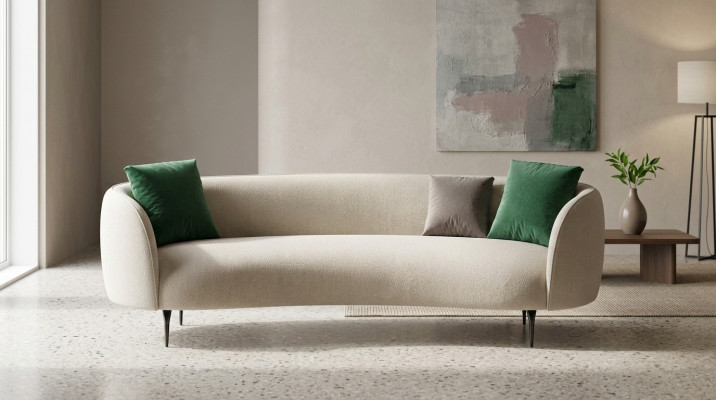 Designer white three-seater living room sofa textile couches new