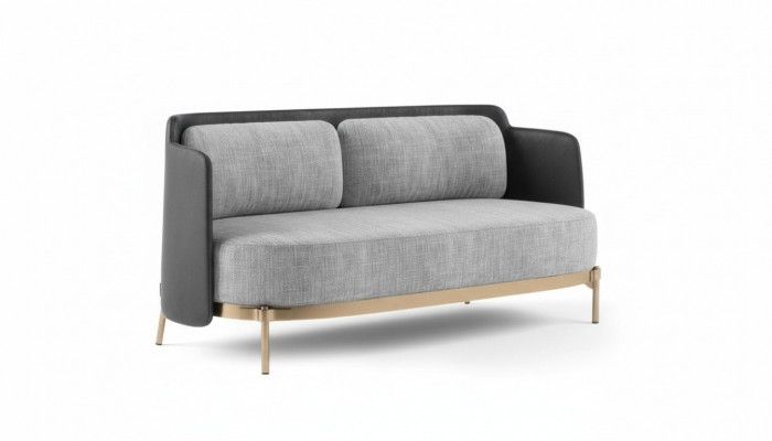 Designer gray 2-seater luxury living room upholstered couch textile furniture