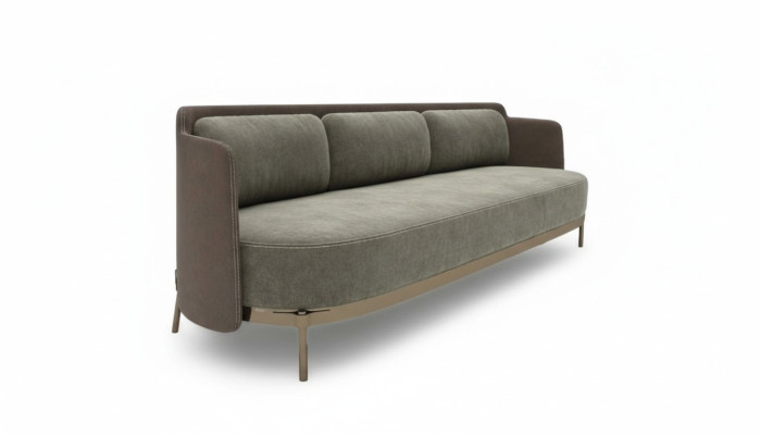 Modern sofa 3-seater living room upholstery textile luxury couch 228cm fabric